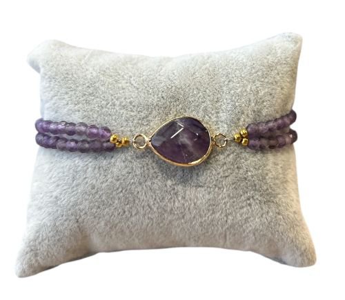 Damesarmband Amethist facet met Amethist connector kraal