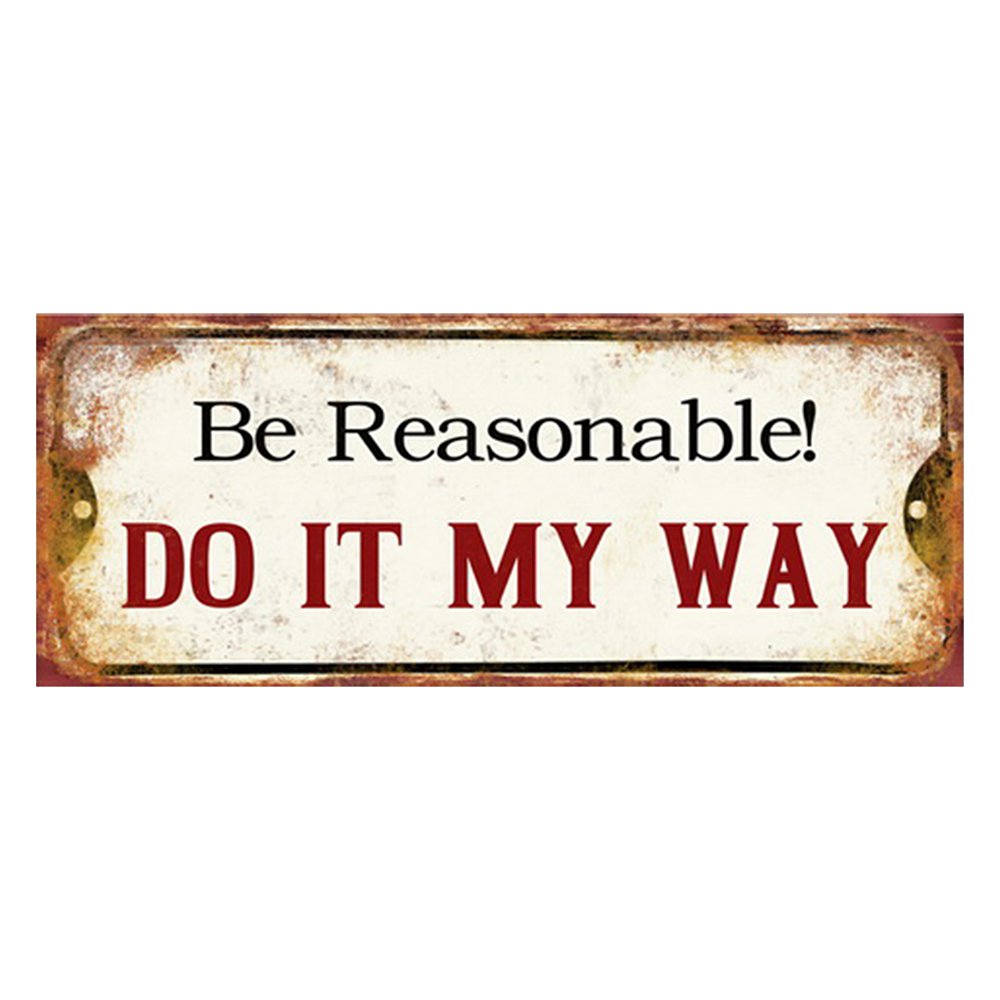 Tekstbord 50x20 cm Wit Rood Metaal Wandbord