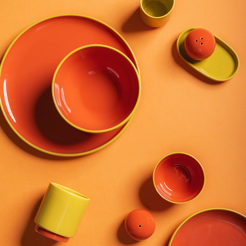 Bord 26xH2,5cm oranje/groen Duo