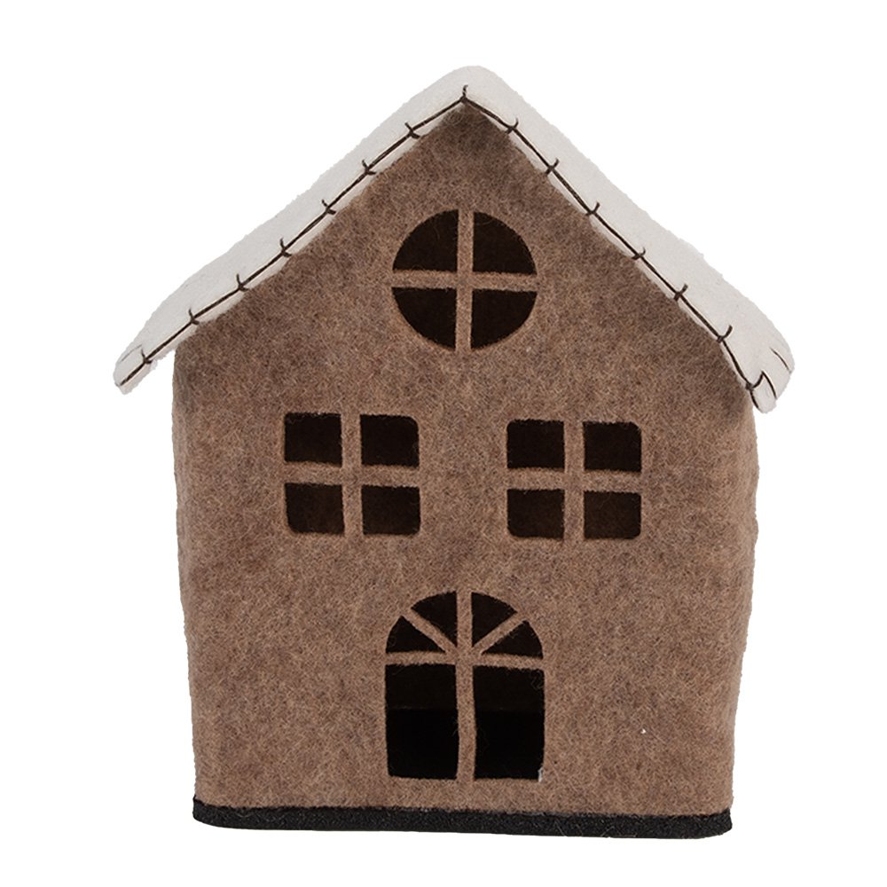 Decoratie Beeld Huis 17x9x19 cm Bruin Textiel