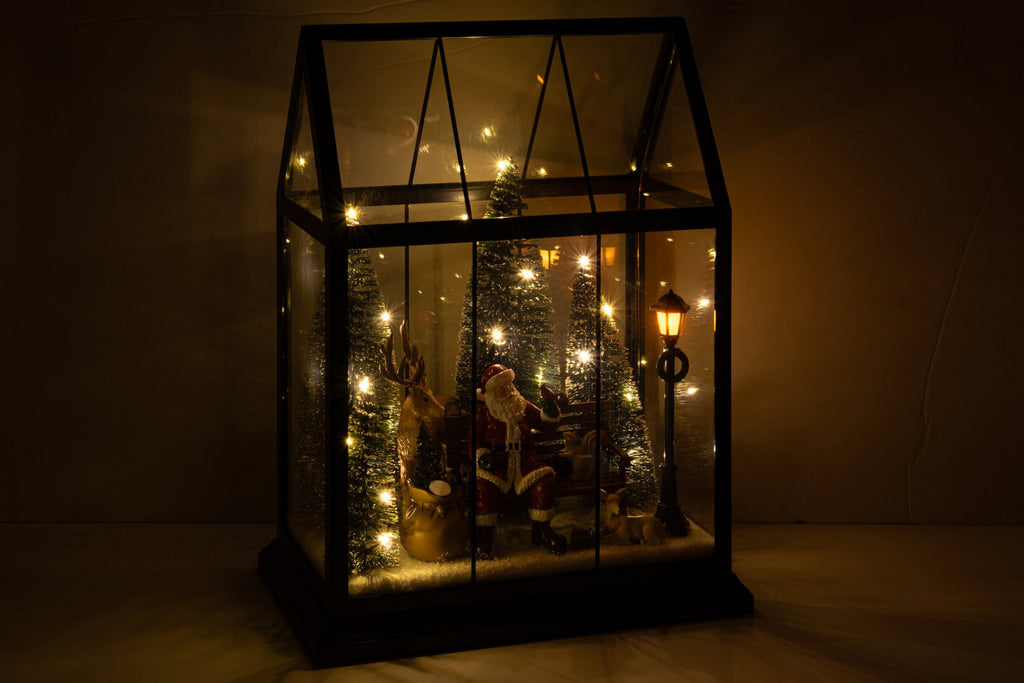 J-Line Ledkerstman met dieren - glas/synthetisch - multikleur - medium