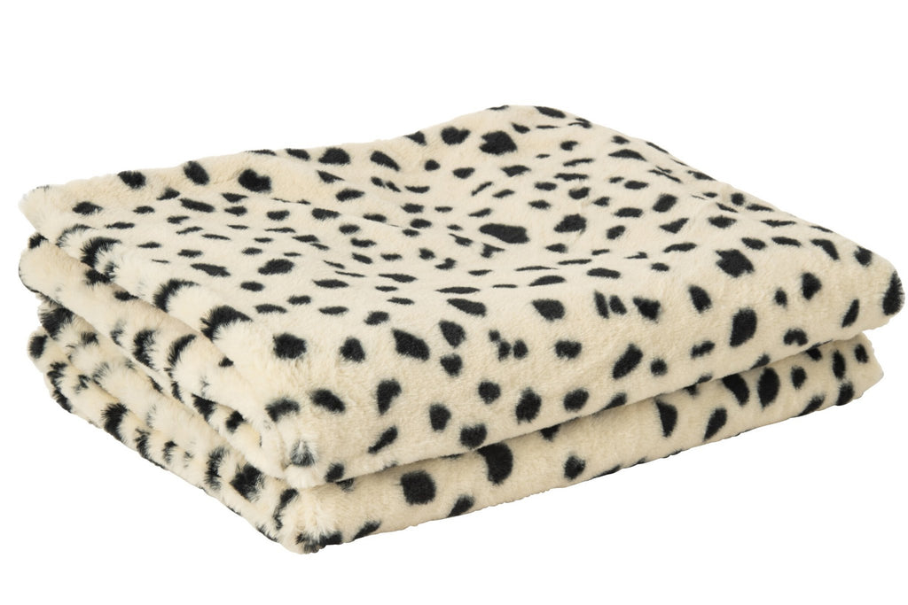J-Line Deken met dalmatiërmotief - polyester - wit/zwart