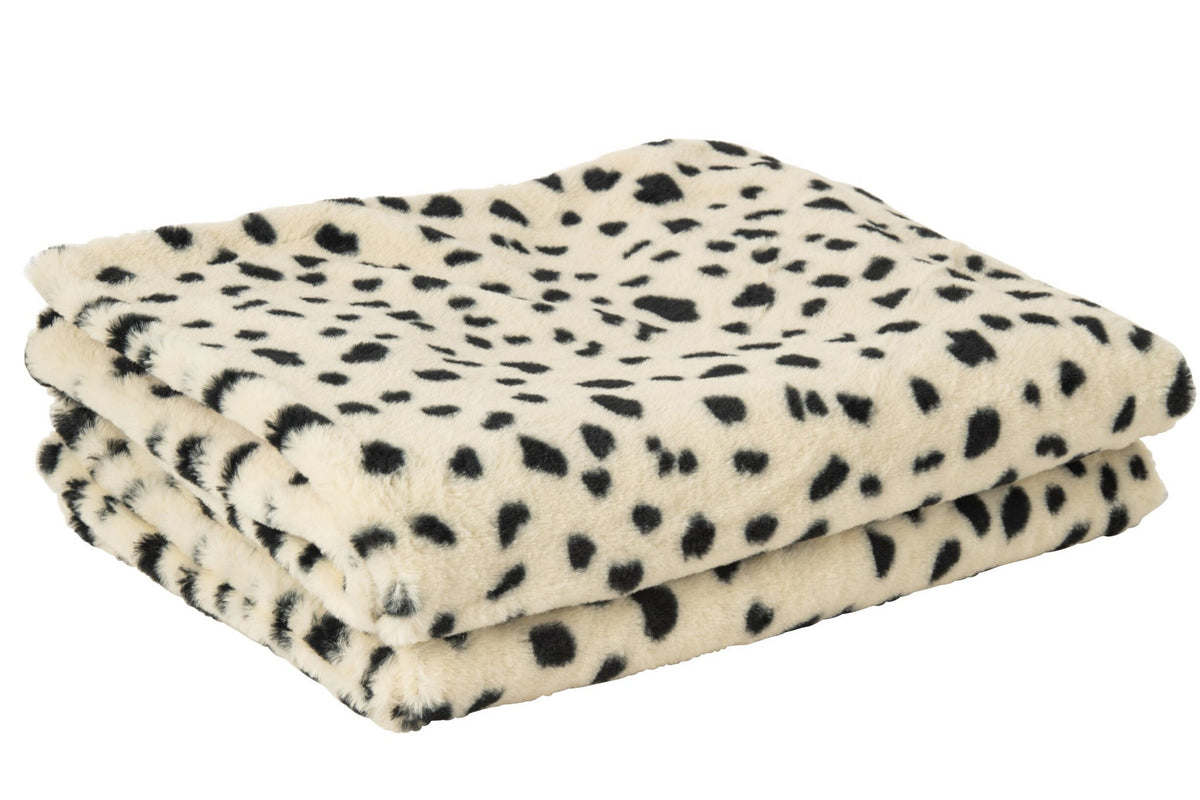 J-Line Deken met dalmatiërmotief - polyester - wit/zwart