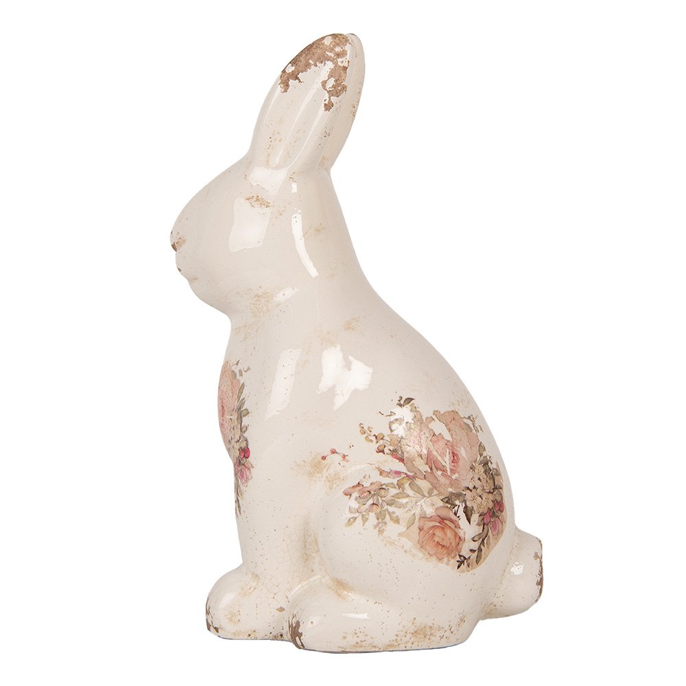 Decoratie Beeld Konijn 16x12x28 cm Beige Roze Keramiek