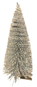 Kunst dennenboom glitter op clip 6st 13x5cm zilver