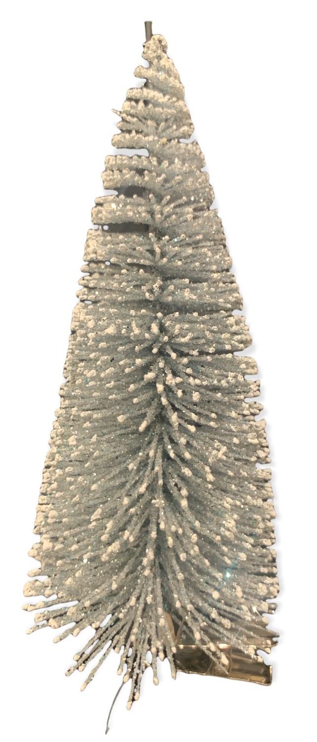 Kunst dennenboom glitter op clip 6st 13x5cm zilver