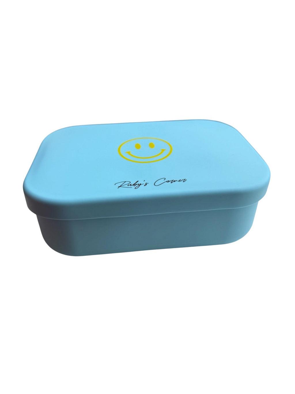 Siliconen broodtrommel – Smiley - Blauw