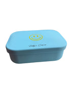 Siliconen broodtrommel – Smiley - Blauw
