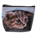Portemonnee 10x8 cm Grijs Polyester Kat