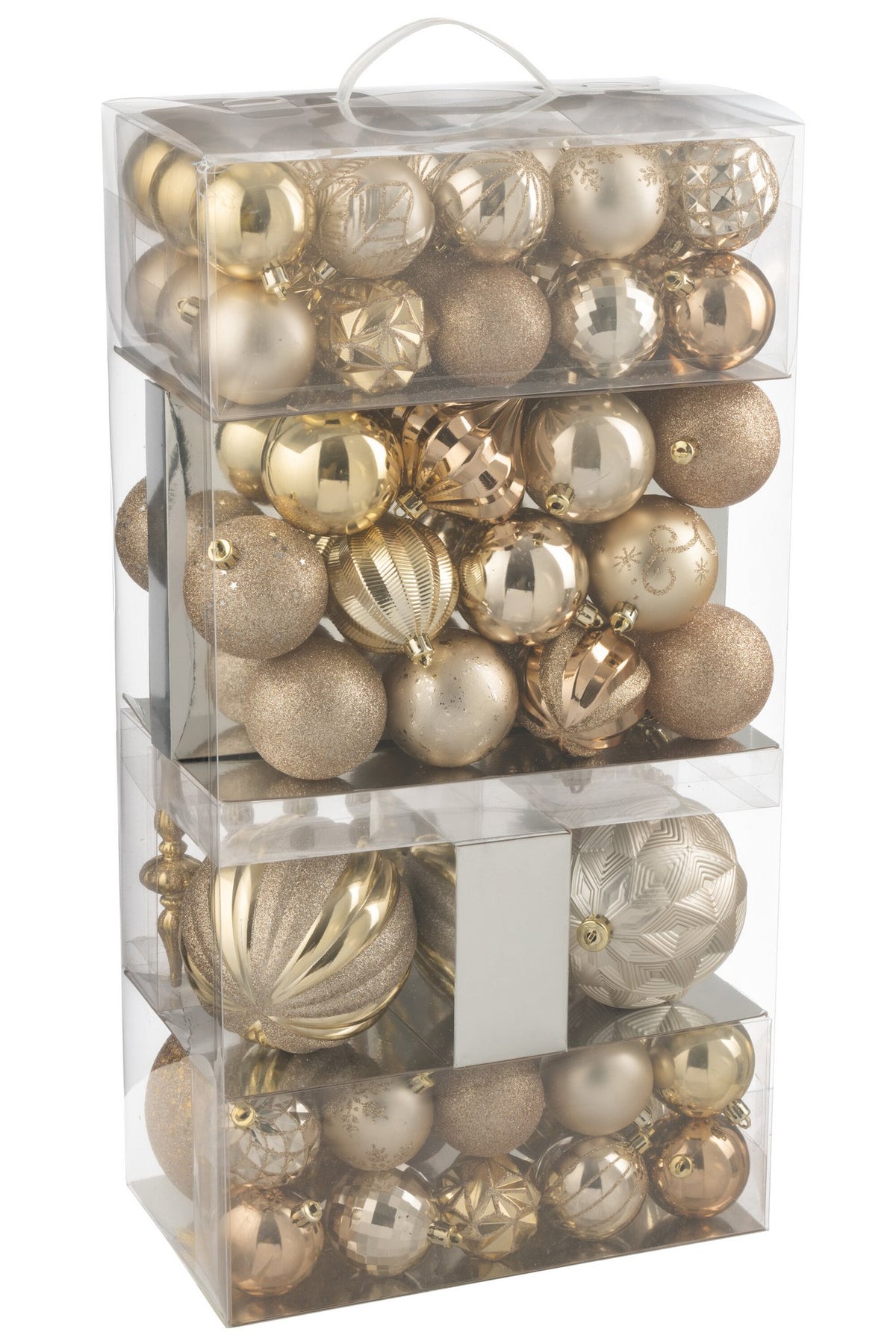 J-Line kerstbal - kunststof - beige/ecru - doos van 80
