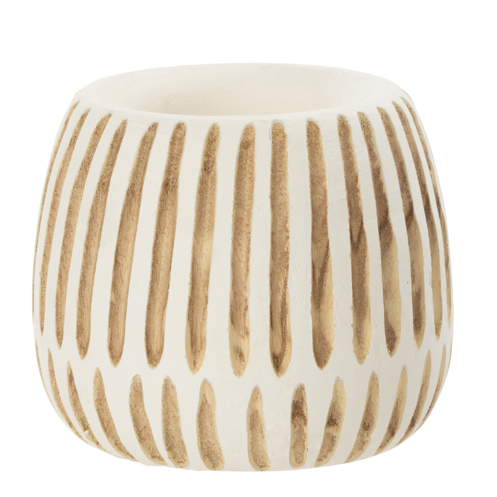J-Line bloempot Ying - hout - wit - medium - Ø 20 cm