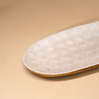 Mangohouten dienblad - geëmailleerde ellipsvorm, 38x12cm