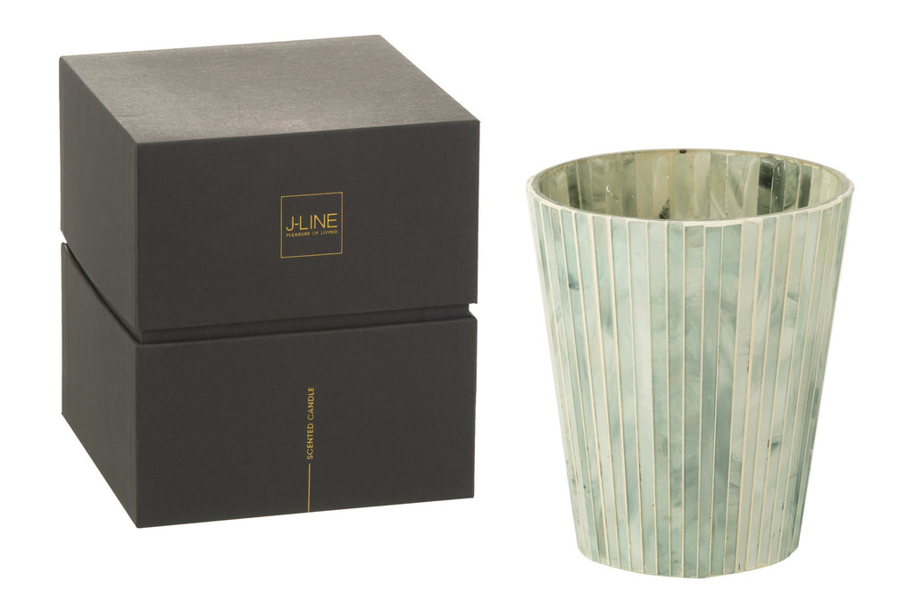 J-Line geurkaars Noa - Seaside Bliss - glas - lichtblauw - large - 75U
