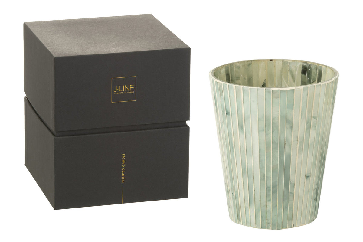 J-Line geurkaars Noa - Seaside Bliss - glas - lichtblauw - large - 75U
