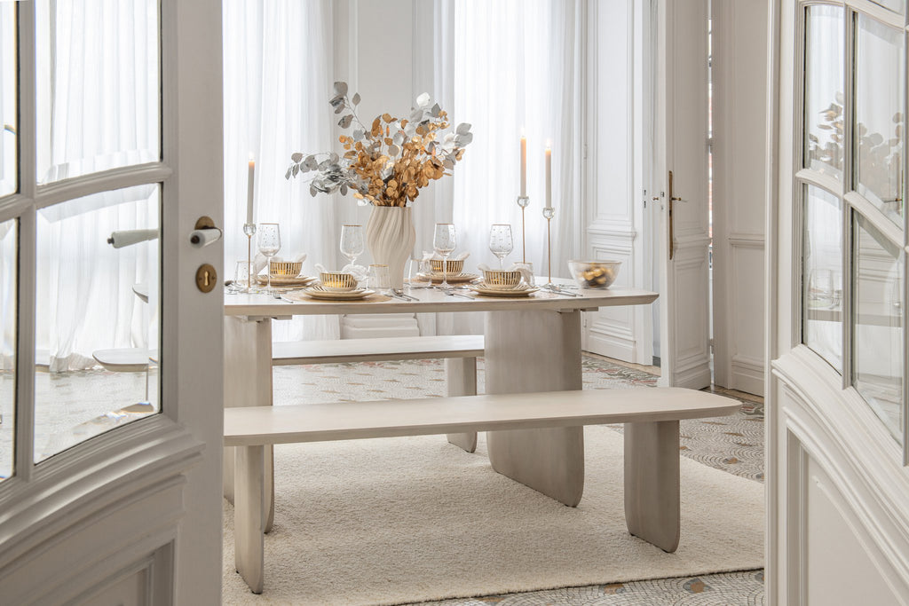 J-Line eettafel - acaciahout - wit