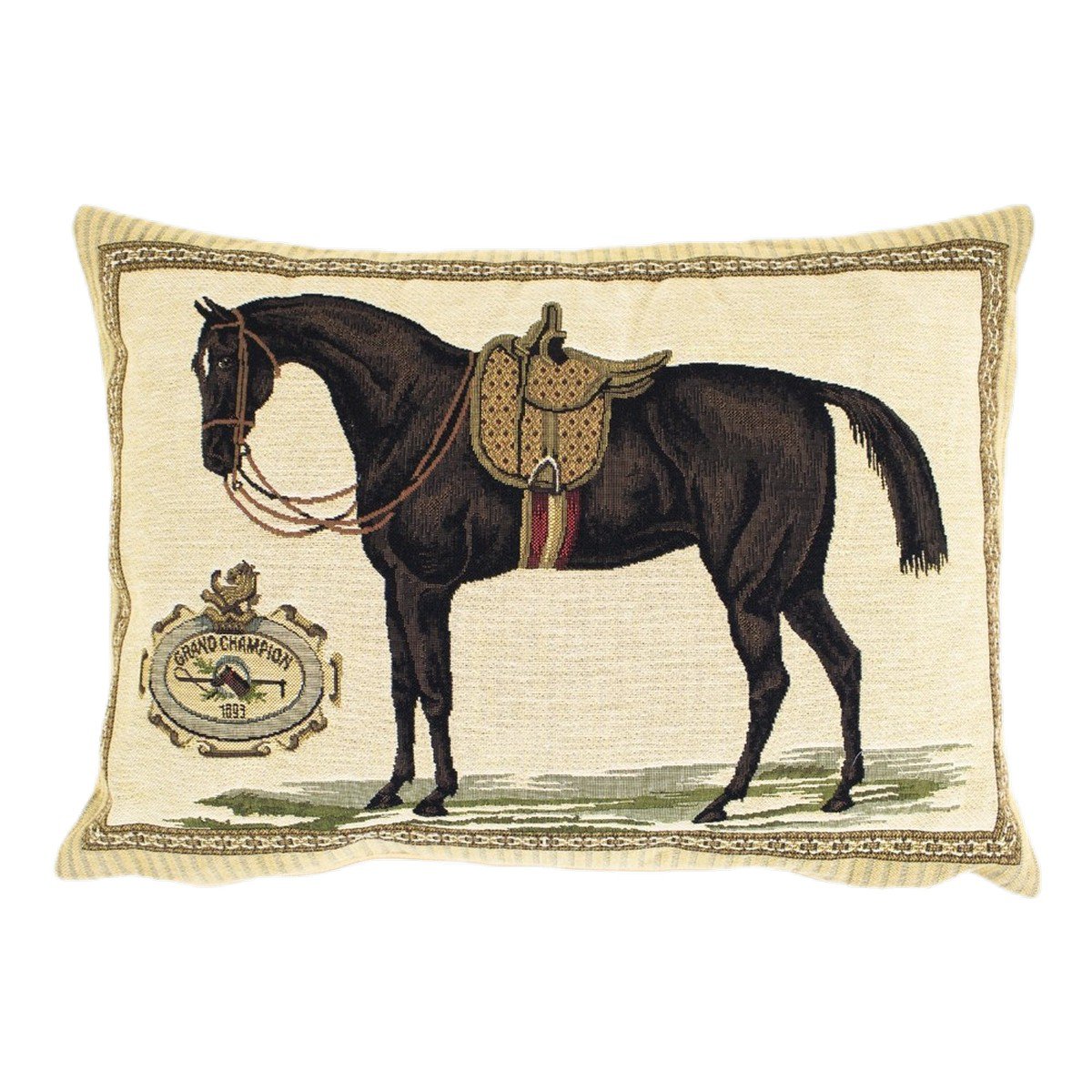 Gobelin kussen paard zadel bruin 30x45cm