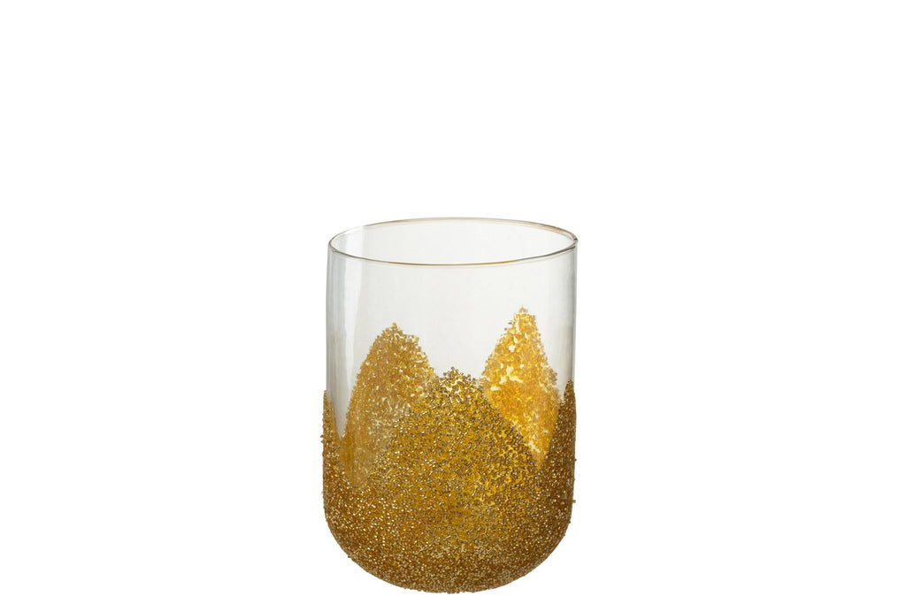 J-Line kaarshouder Strass - glas - transparant/goud - medium