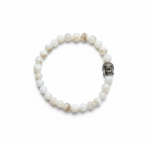 Dames armband Parelmoer 6 mm met Boeddha kraal