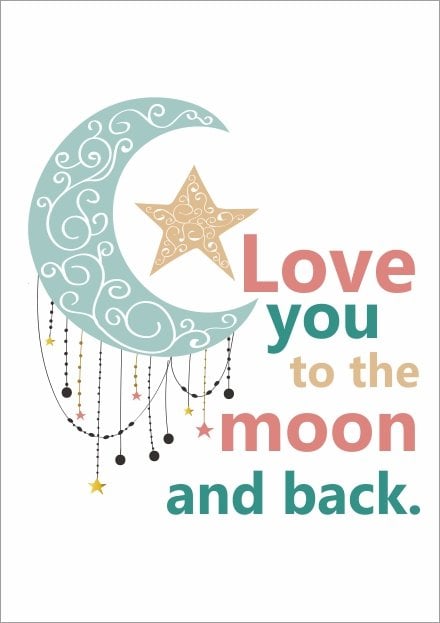 Moon and back - wenskaart
