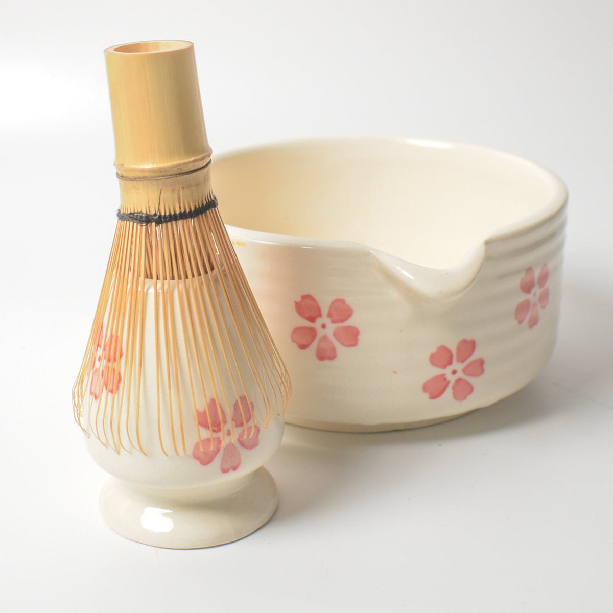 Serveerschaal | Keramieken handgeschilderde Matcha-set | Kersenbloesem set van 2