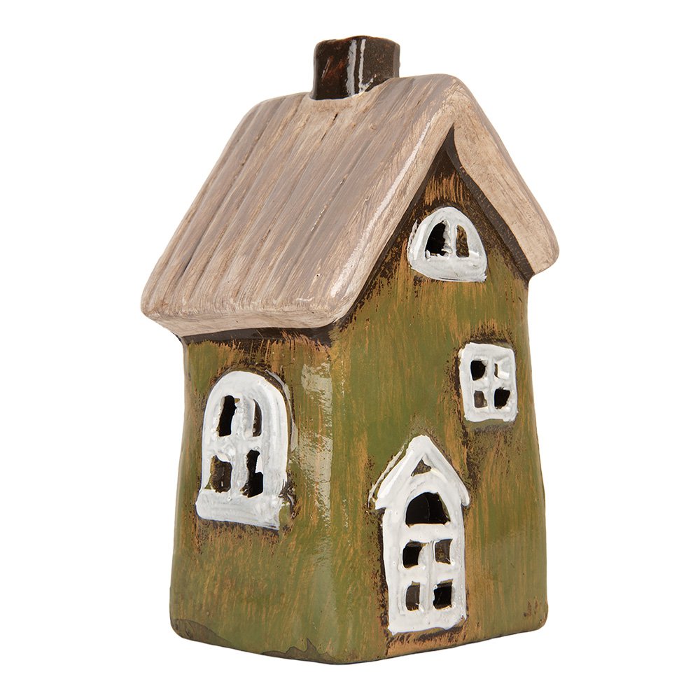 Waxinelichthouder Huis 9x7x15 cm Groen Keramiek