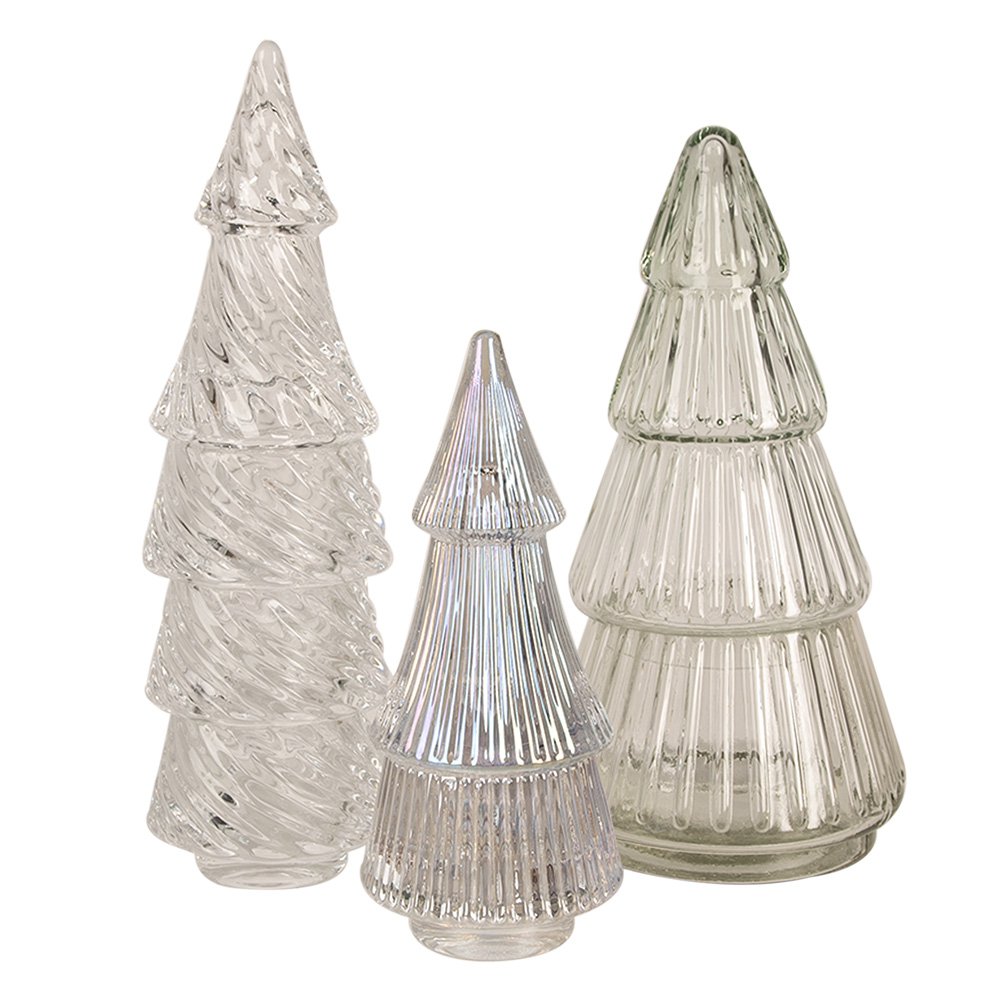 Glazen potje Kerstbomen Ø 7x24 cm Transparant Glas Voorraadpot Deksel