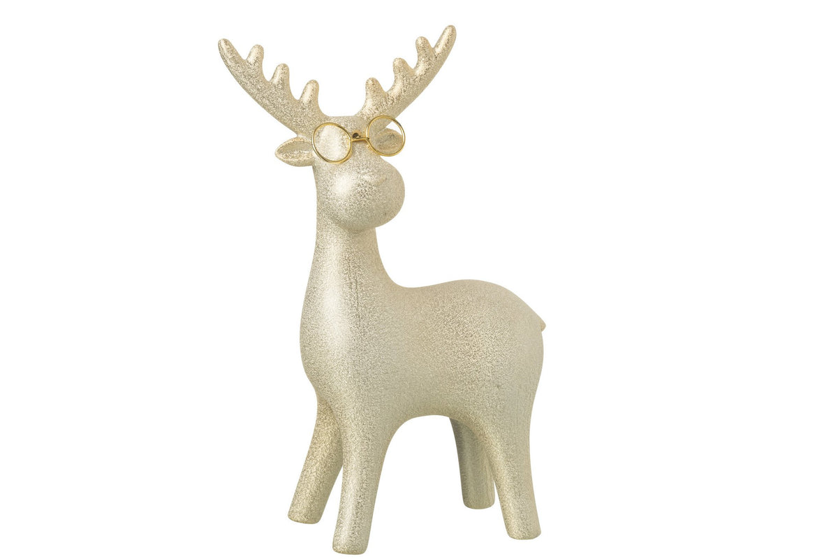 J-Line figuur Rendier - porselein - goud - L
