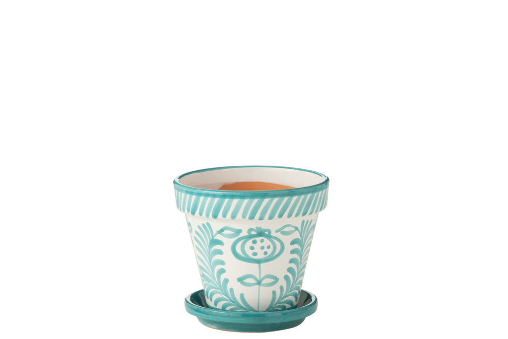 J-Line bloempot Granada - keramiek - aqua - medium - Ø 27 cm