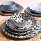 Dinerbord Ø 26 cm Zwart Wit Keramiek Eetbord