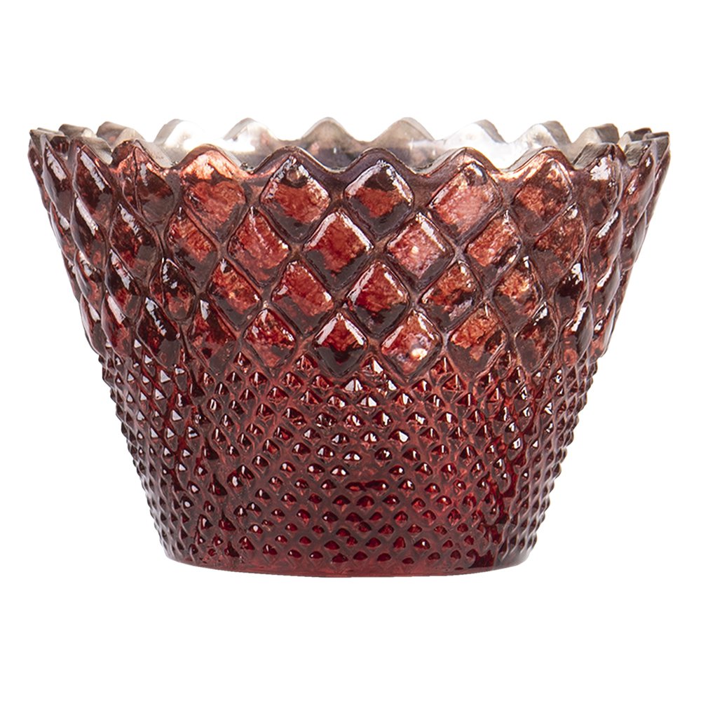 Theelichthouder Ø 10x7 cm Rood Glas Waxinelichthouder