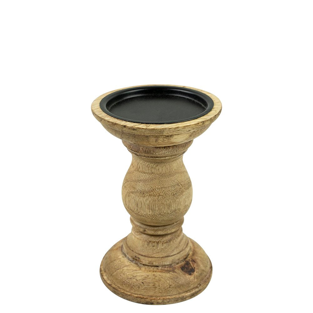 Kandelaar rond mango hout 15cm
