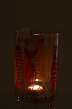 J-Line theelichthouder Vis - glas - roze/oranje - L
