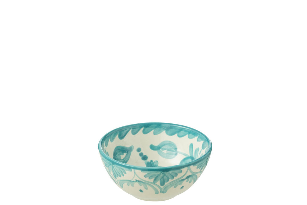 J-Line kom Granada High - keramiek - wit/aqua - small - Ø 14 cm