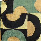 Velvet Ikat Kussen Retro Green Black Yellow 50x50 cm