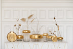J-Line vaas Miki - glas - transparant/goud - small - Ø 15 cm