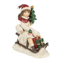 Decoratie Beeld Meisje 10x6x12 cm Beige Polyresin Slee Kerstdecoratie
