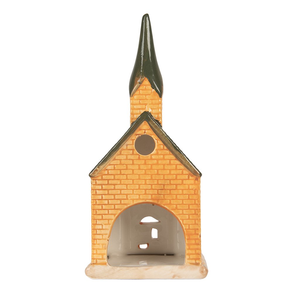 Waxinelichthouder Huis 9x8x21 cm Oranje Keramiek