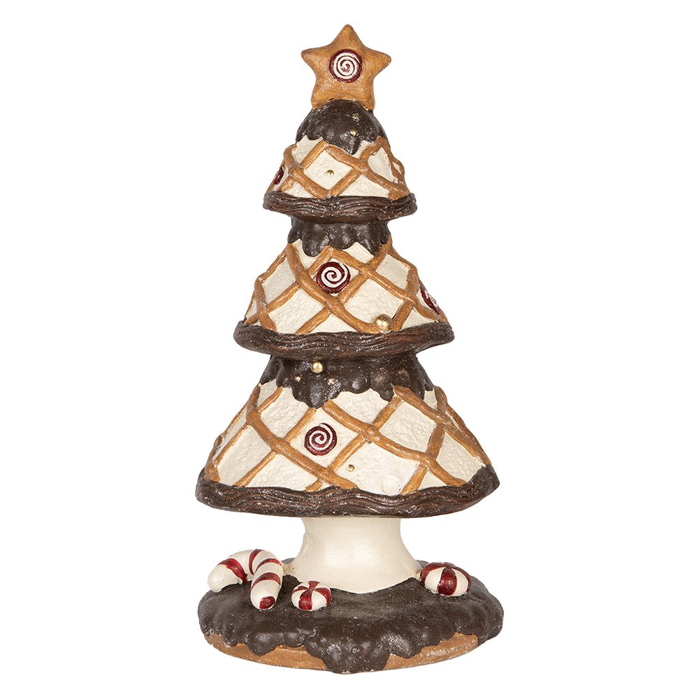 Kerstdecoratie Beeld Kerstboom Ø 22x43 cm Bruin Beige Keramisch materiaal