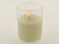 Led kaars in geribbeld glas 10 cm
