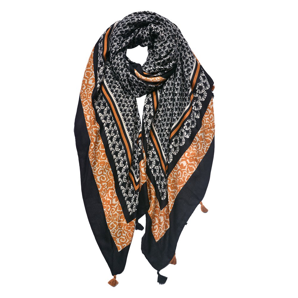 Sjaal Dames Print 90x180 cm Zwart Synthetisch Shawl Dames