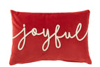 J-Line kussen Rechthoek Joyful - fluweel - rood/wit