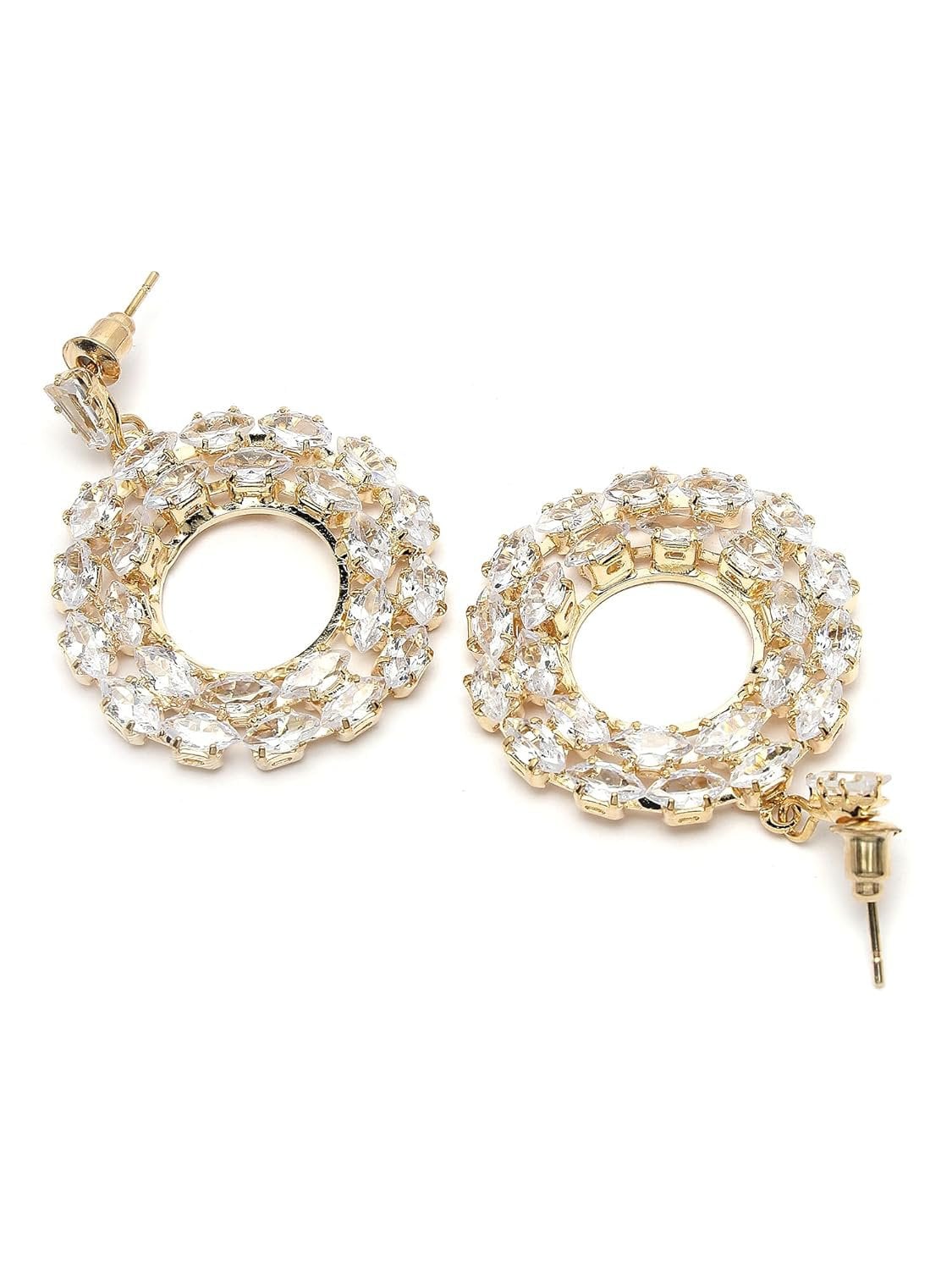 Amerikaanse diamanten ronde oorbellen – vergulde mode-sieraden – retailpaar