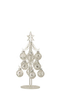 J-Line boom met ballen Sterretjes - glas - zilver - small