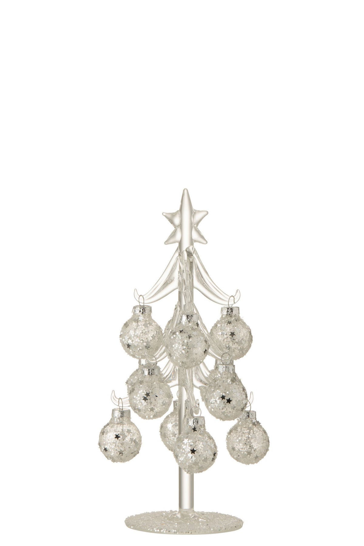 J-Line boom met ballen Sterretjes - glas - zilver - small