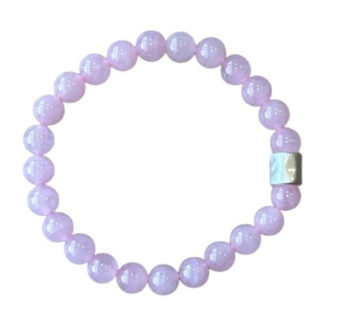 Herenarmband Rozenkwarts 8 mm met matzilverkleur kraal