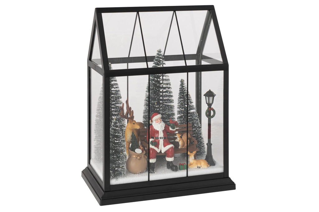 J-Line Ledkerstman met dieren - glas/synthetisch - multikleur - medium