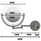 Metalen verlichte Make-up LED wandspiegel Spiegel zilver Ø19cm doorsnee