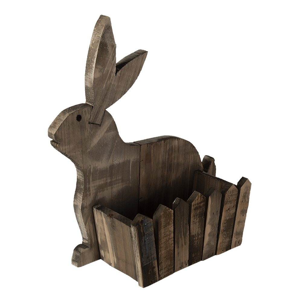 Bloempot 31x12x36 cm Bruin Hout Konijn Bloempot Binnen