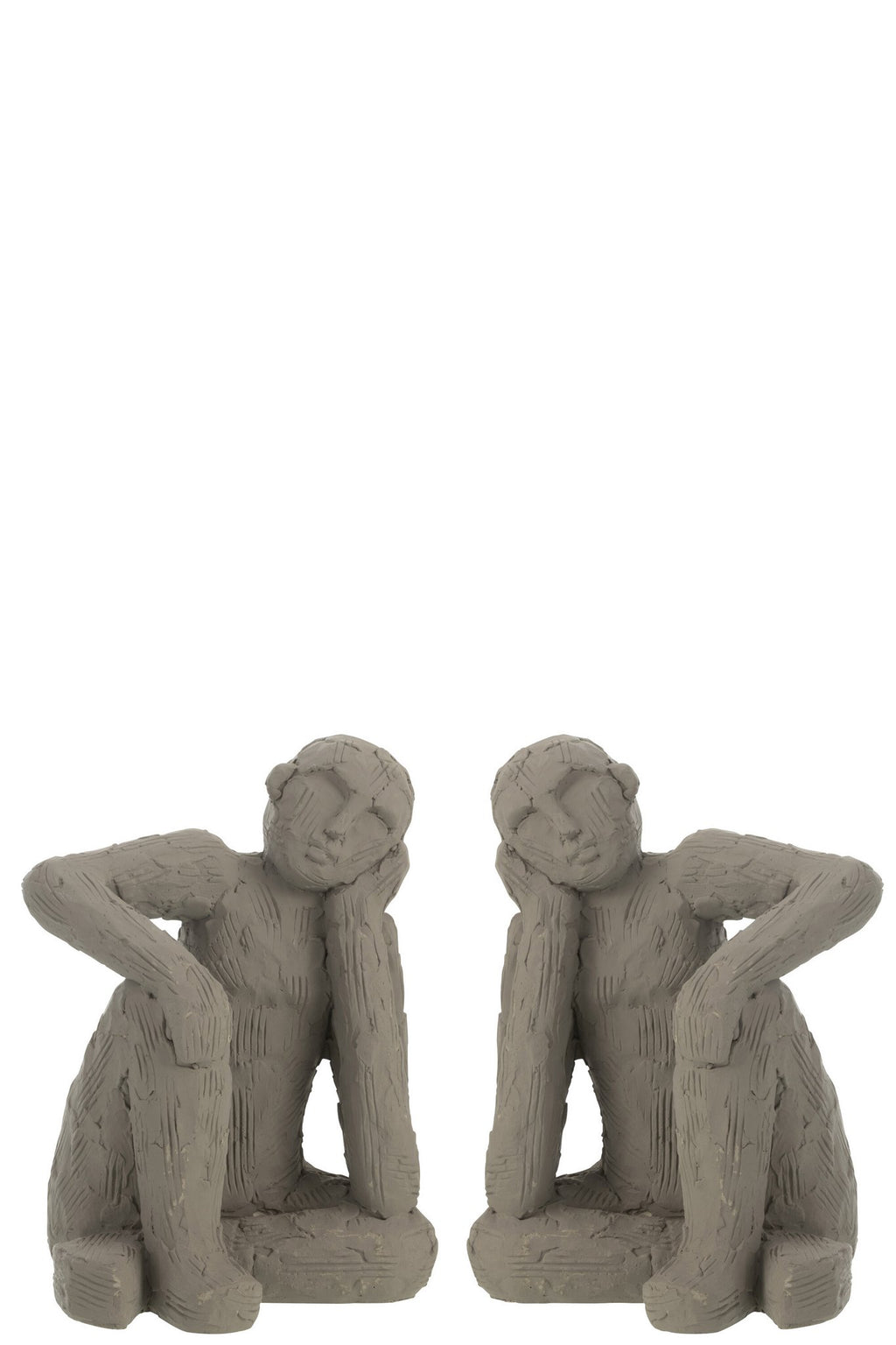 J-Line boekensteun Zittend - cement - grijs - large - 2 stuks