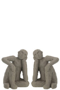 J-Line boekensteun Zittend - cement - grijs - large - 2 stuks
